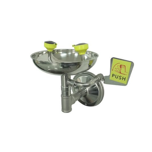 משטפת עיניים מנירוסטה עם חיבור קיר